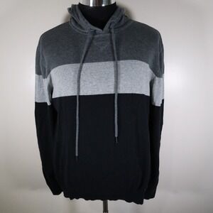 The Slope Hoodie Womens XL Sweater Pullover Cotton Knit Gray Striped Long Sleeve